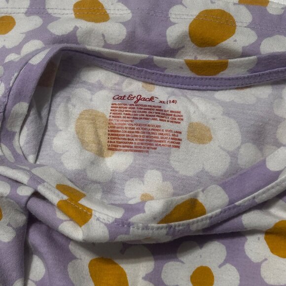 Girls Cat & Jack XL (14) Lavender Daisy Print Short-Sleeve T-Shirt 1688 - Picture 4 of 4